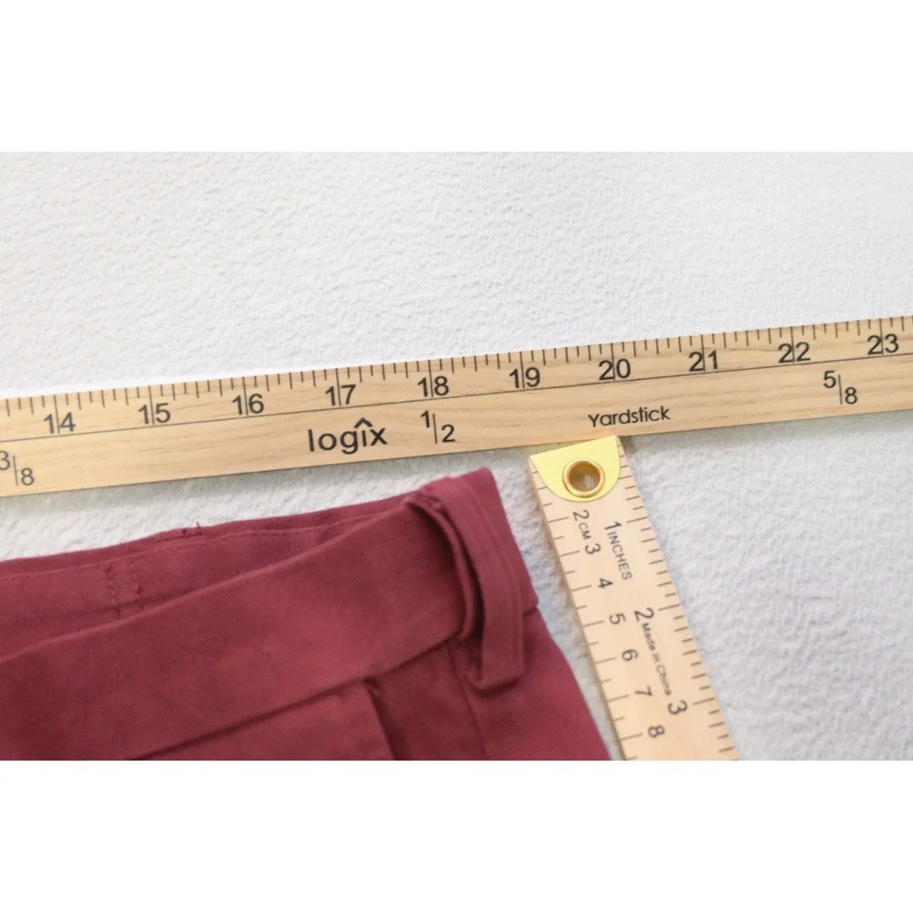 Haggar Comfort Chino Shorts Mens 38 Burgundy Expandable Waist Flat Front New